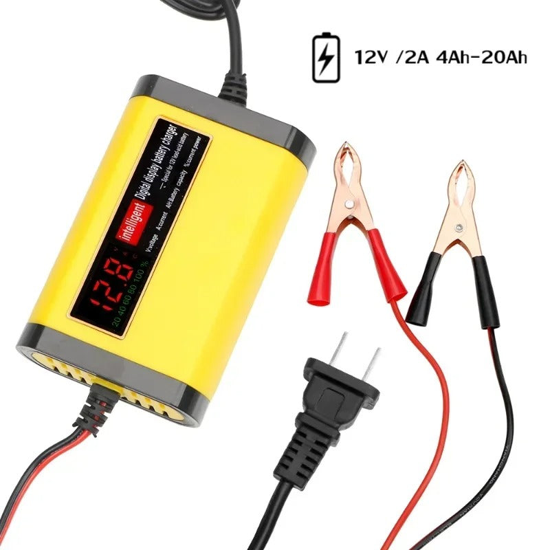 ⚡ Carregador Inteligente 12V 2A para Carros e Motos – Rápido, Seguro e 100% Automático para Baterias Chumbo, AGM e GEL